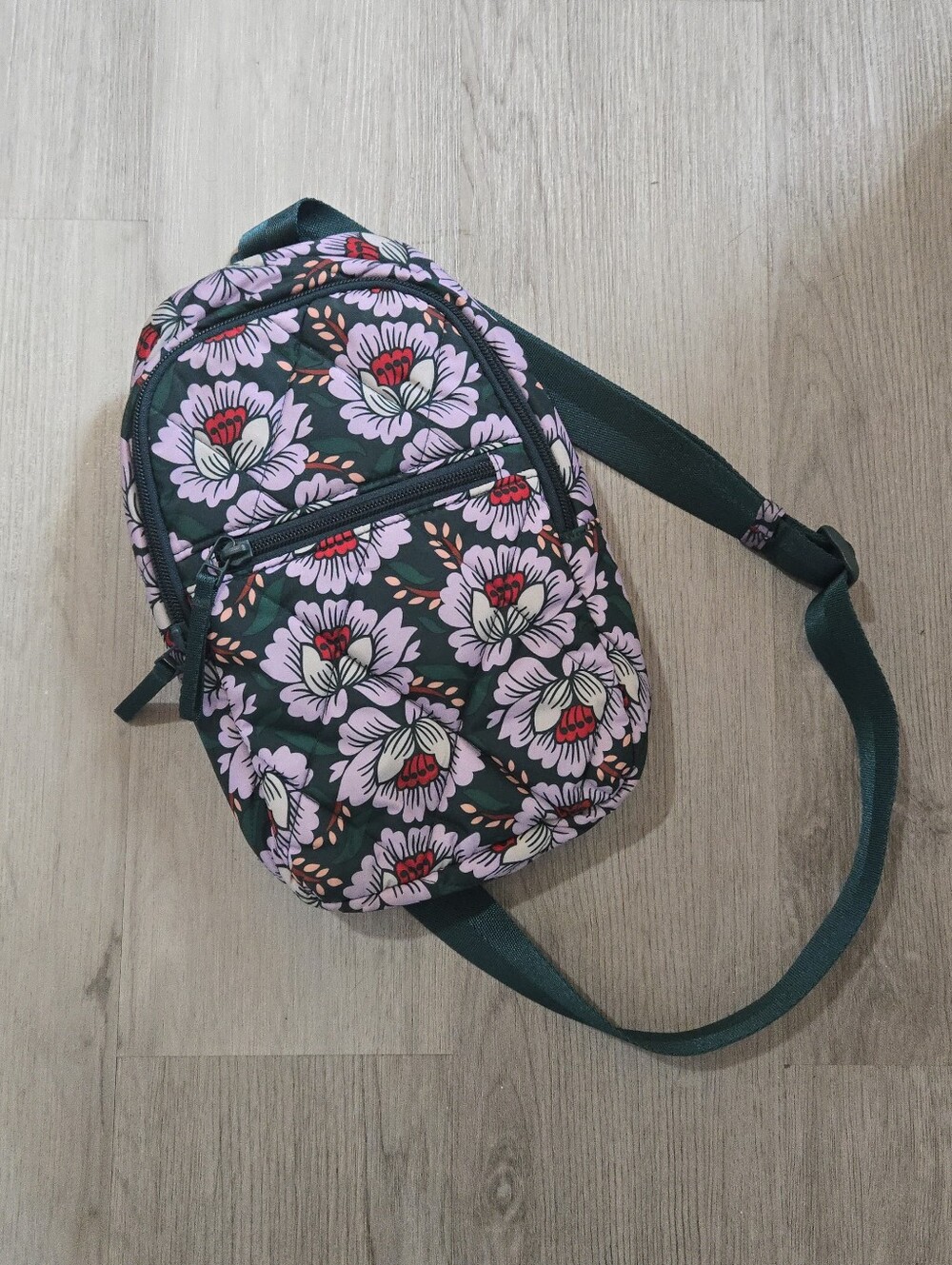 Vera Bradley Lotus Sea Moss Print Sling Backpack Bag